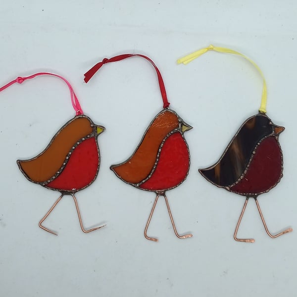 Christmas Robin Stained Glass Sun Catcher Hanging  Decoration
