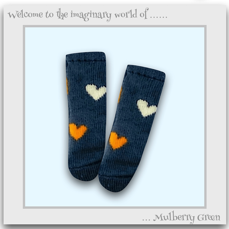 Reduced - Blue Heart Socks to fit the Mulberry Green characters 