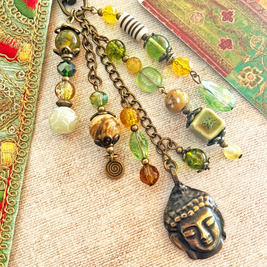 Peridot bag charm, August birthstone, boho-glam bag charm, letterbox gift