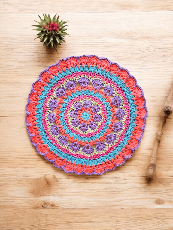 colourful crochet mandala doily