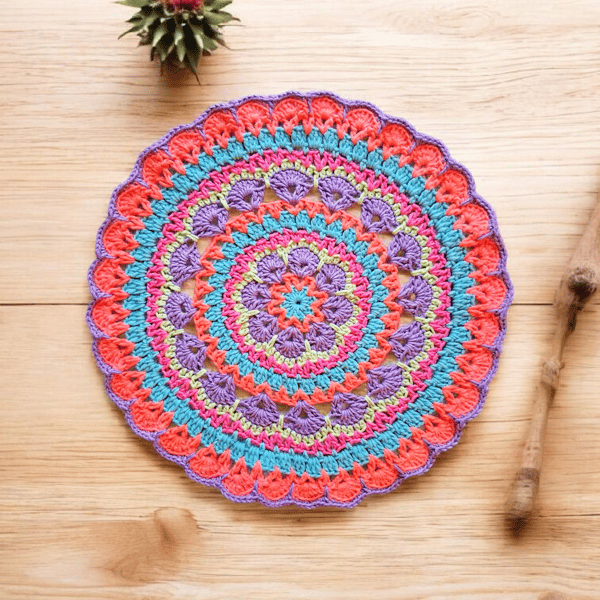 colourful crochet mandala doily