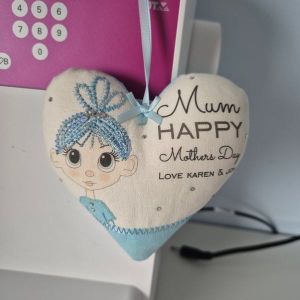 Hanging heart decoration Mothers Day gift. Valentines. Small gift Personalised