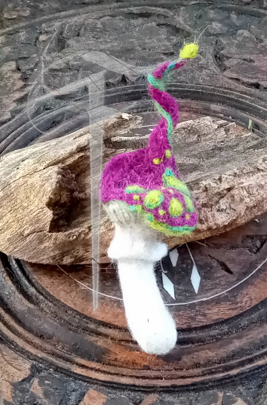 Psychedelic mushroom brooch