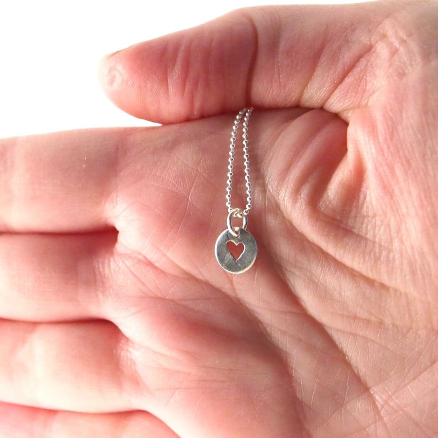 Tiny Heart Sterling Silver Pendant with Chain