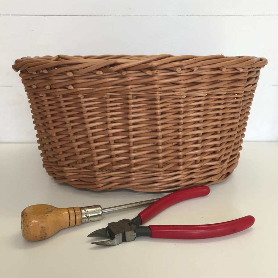 Willow Basket - Handmade in Cornwall - kitchen, bathroom or craft storage 697