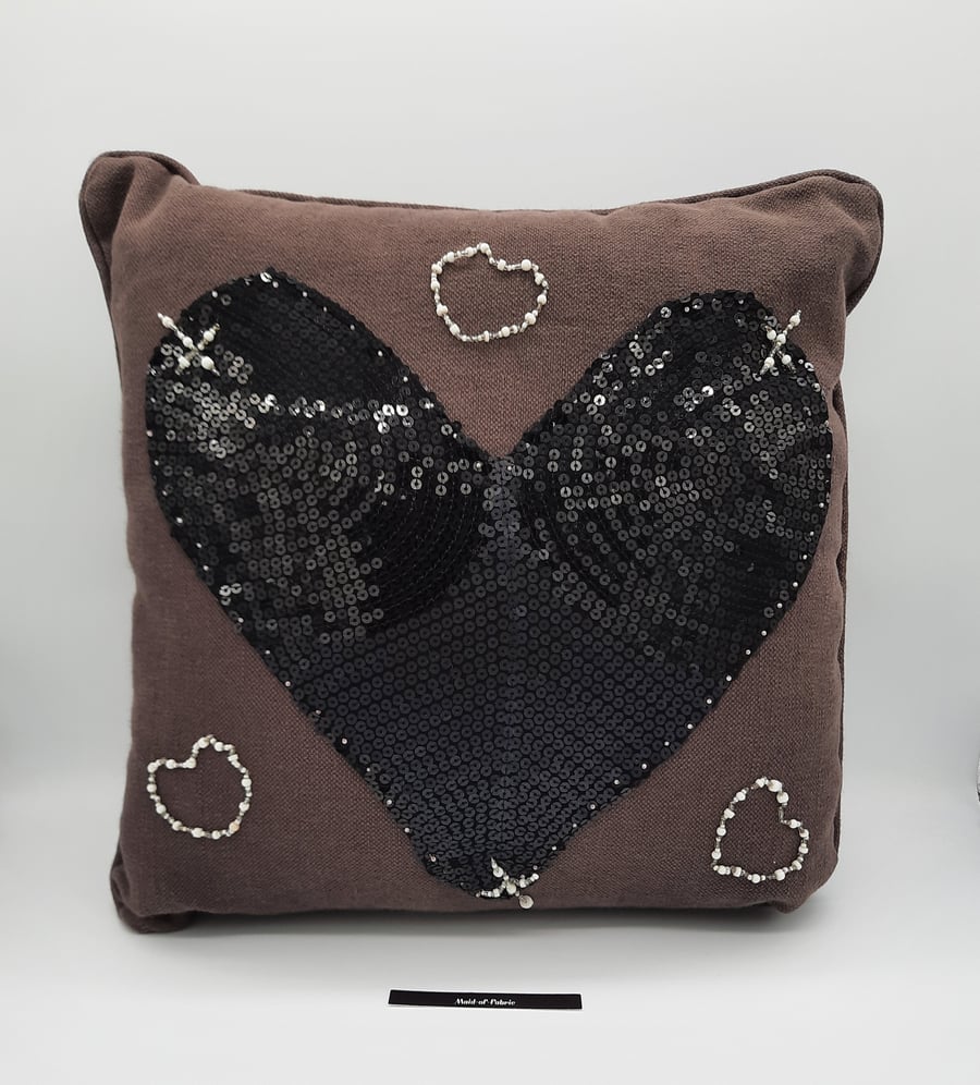 Hearts and Xxx Cushion cover maid-of-fabric. 