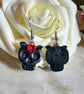 Black floral skull earrings - Image 2