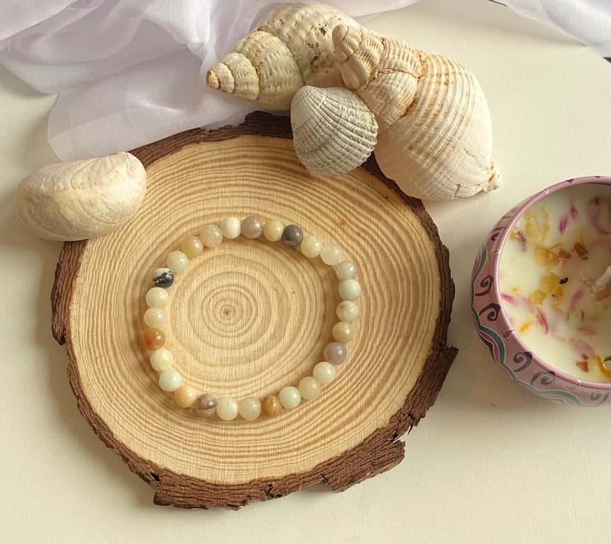 Sandstone Beaded Bracelet Handmade Natural Stone Jewelry