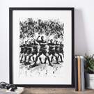 Haka Inspired Coloursplash Print – A5 Framed (Black-White-Oak Effect Frame)