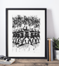 Haka Inspired Coloursplash Print – A5 Framed (Black-White-Oak Effect Frame)