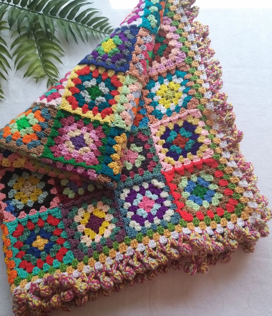 Crochet Granny Square Large Blanket Throw