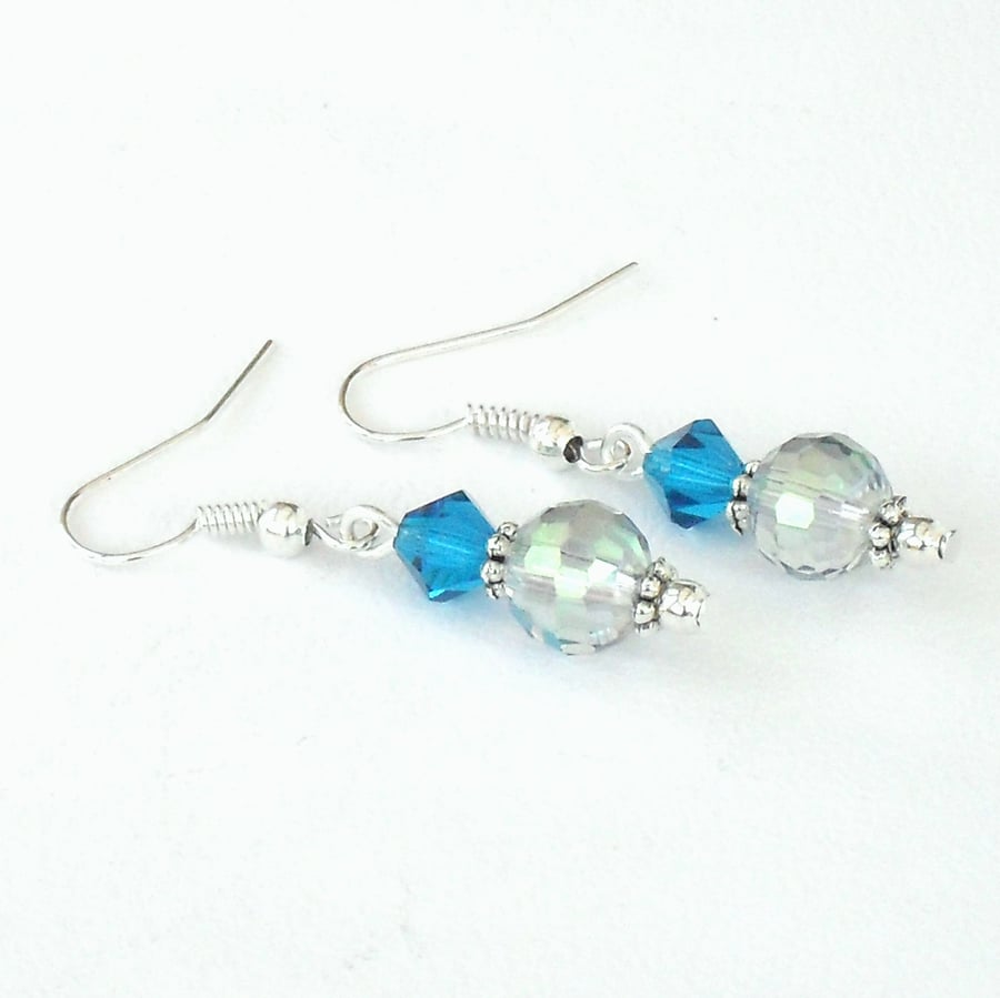 Handmade blue crystal earrings