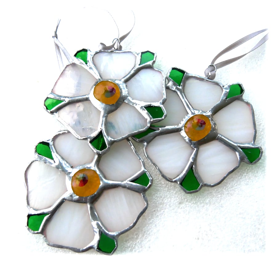 Yorkshire Rose Muni Suncatcher Decoration Stained Glass Handmade