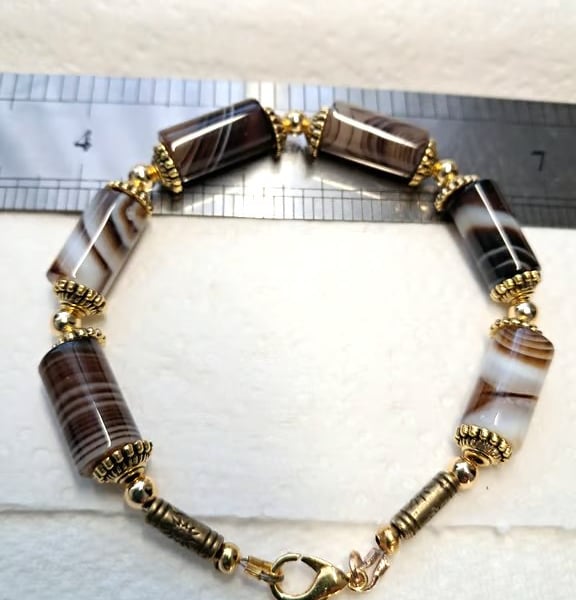 Handmade Natural Agate Tube Bracelet 