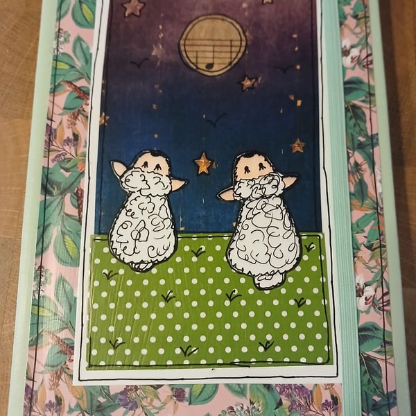 Quirky art, moongazer A5 lined hand decorated quirky hare journal ,notebook
