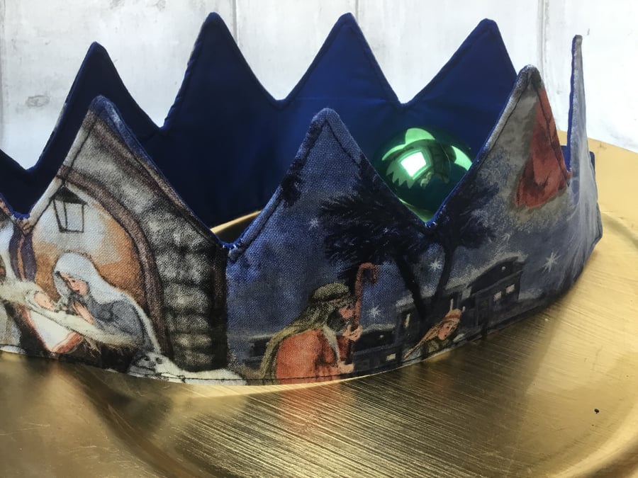 Christmas Crowns. Reusable, fabric crown with Nativity scene. Slight second