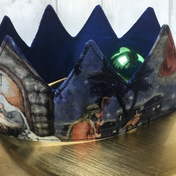 Christmas Crowns. Reusable, fabric crown with Nativity scene. Slight second