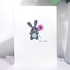 All Occasions blank card, Rabbit and flower