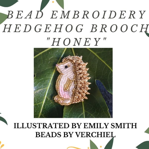 Bead Embroidery Hedgehog Brooch Kit Honey