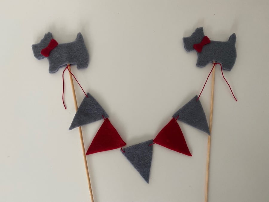Dog Felt Cake Topper, Handmade Cake Bunting, Felt Cake Banner, Children's Birthd
