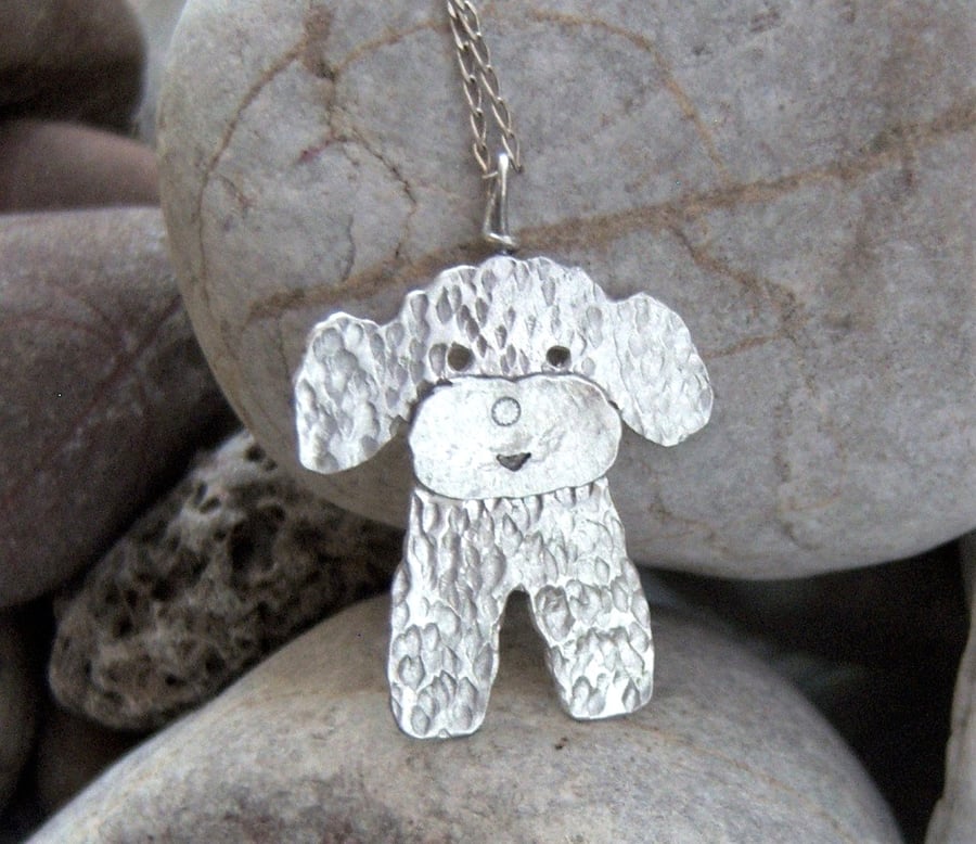 Puppy dog pendant in sterling silver