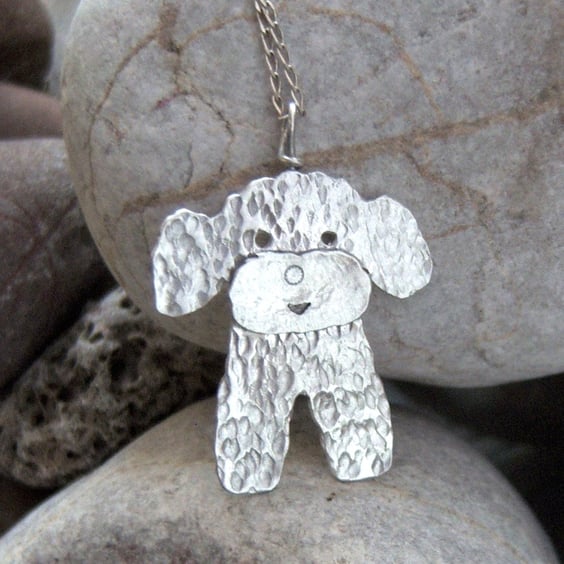 Puppy dog pendant in sterling silver