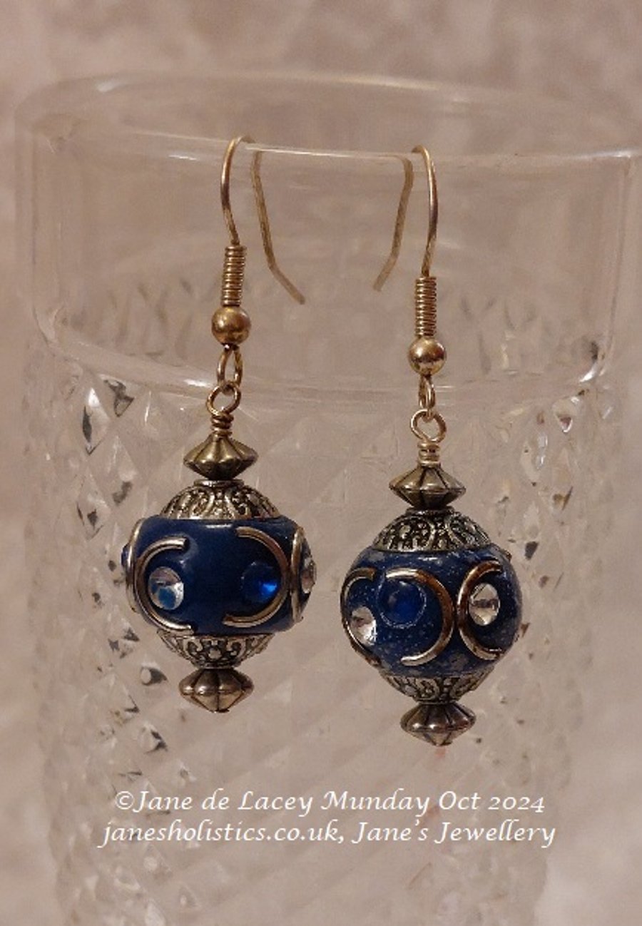 Blue and Silver Drop Earrings