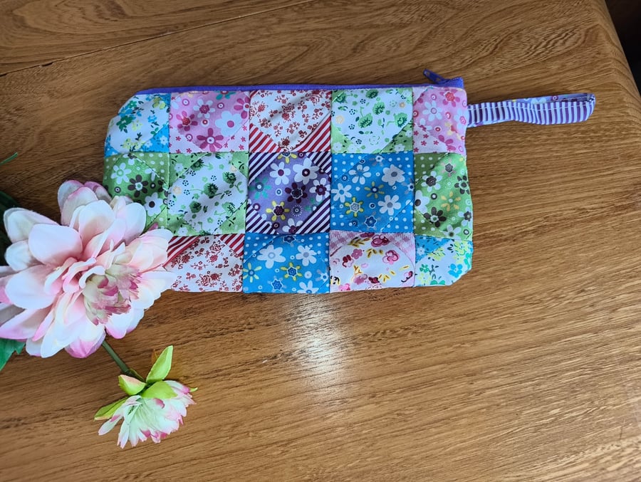 Colourful patchwork pouch