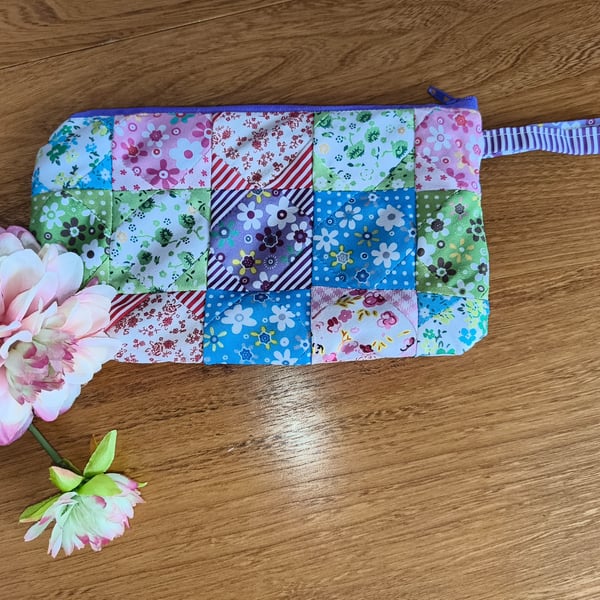 Colourful patchwork pouch