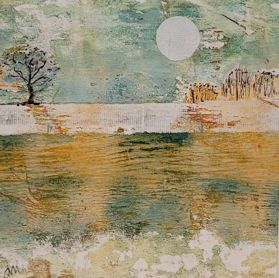original abstract landscape collage created by a Norfolk artist