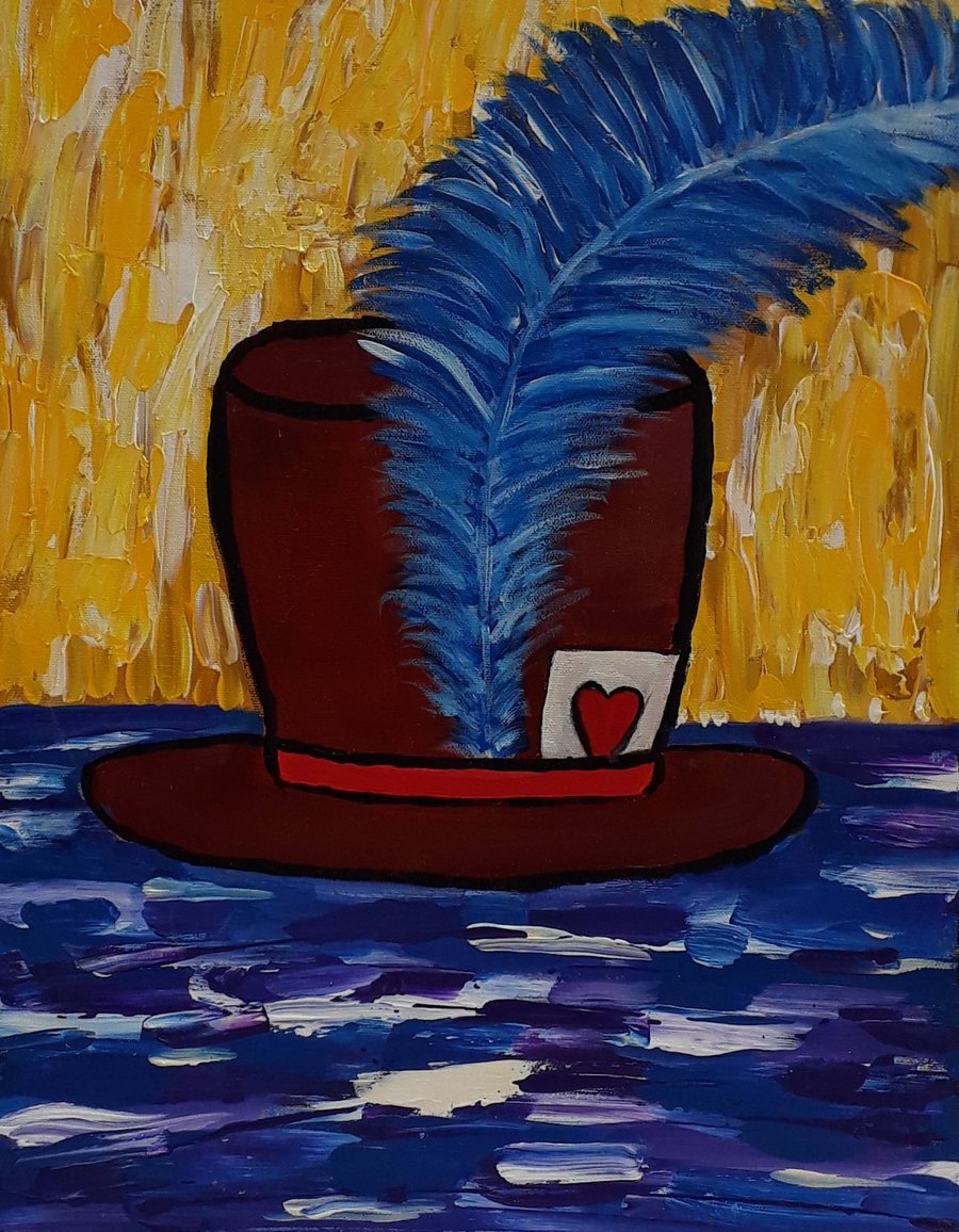 Lucky Hat, original acrylic painting on canvas - Folksy.com