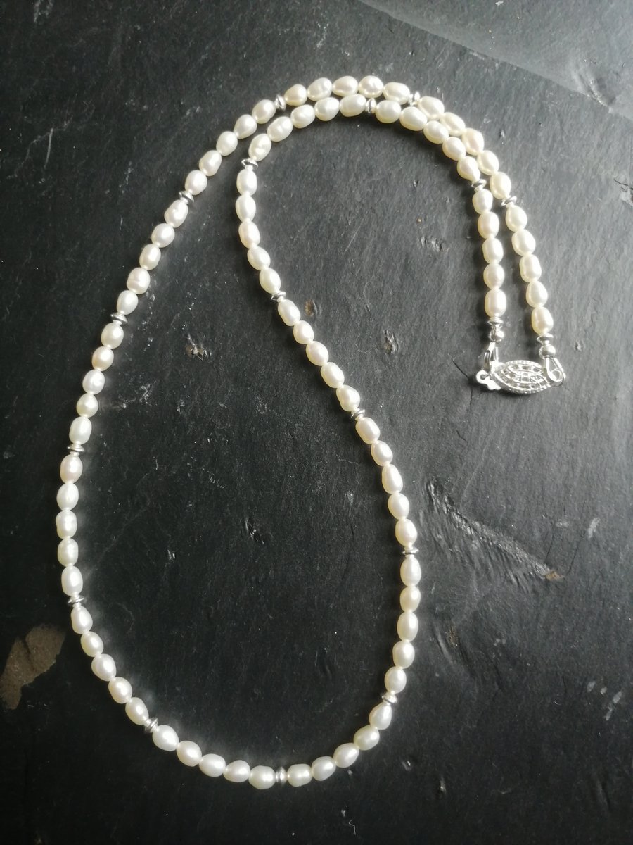 Freshwater Pearl and Sterling Silver Necklace