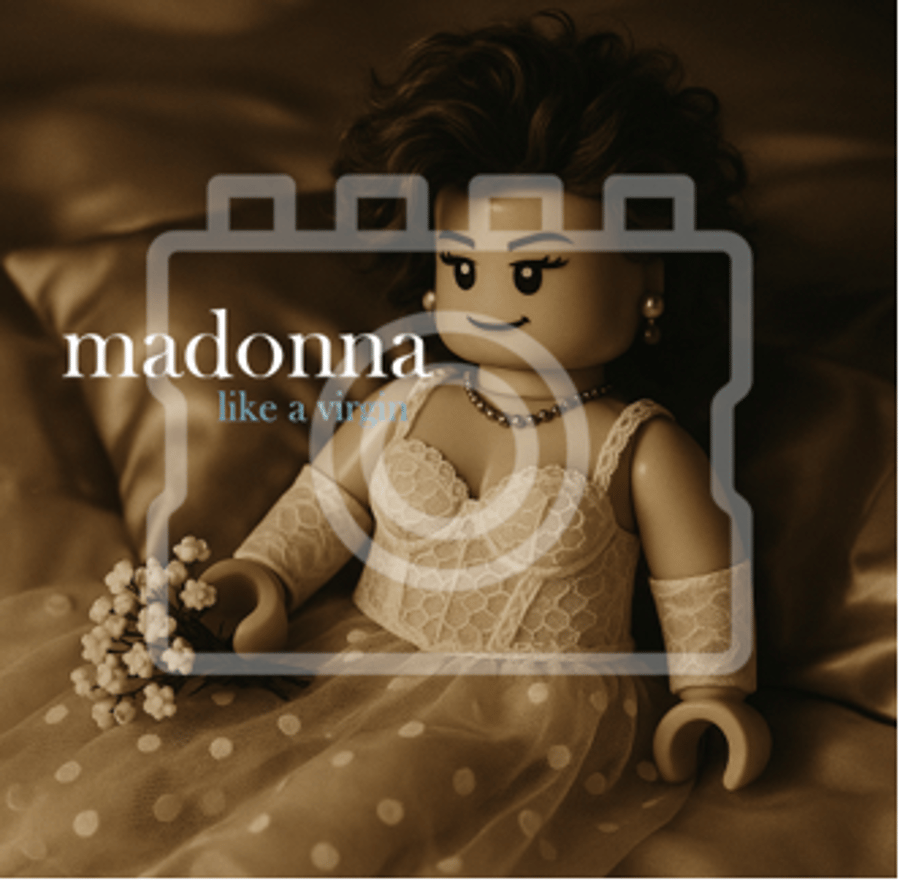 LEGO-Inspired Madonna – Like a Virgin 5x5" Print (Mounted for 9x9" Frame)