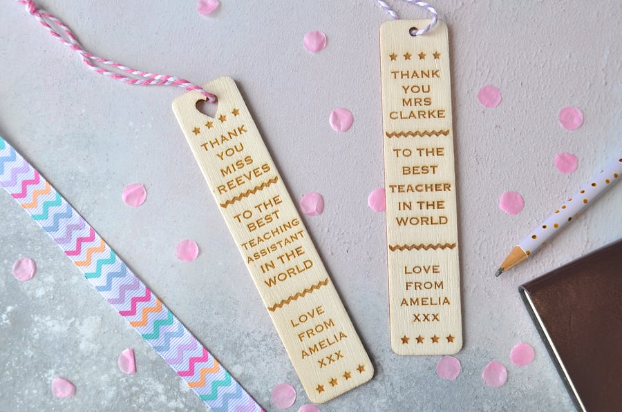Personalised 'Thank You' Teacher Bookmark