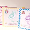 Easter Cards,Pk of 3 Printed Chick Design,HandFinished Card