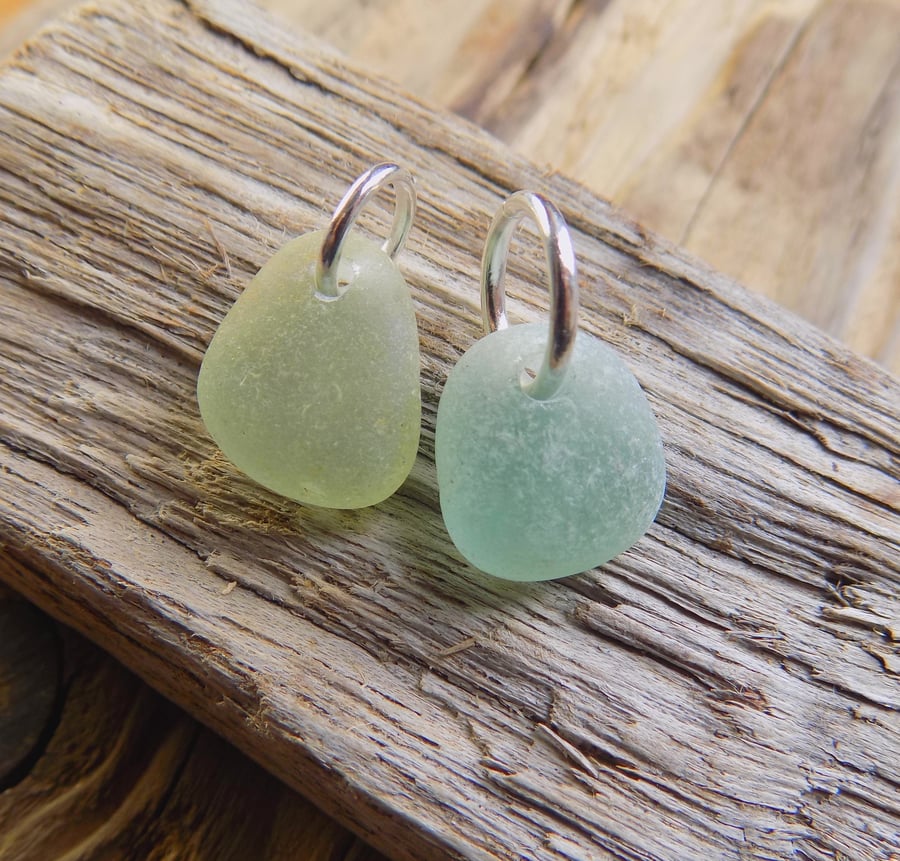 2 extra chunky top drilled sea glass charms (3) 