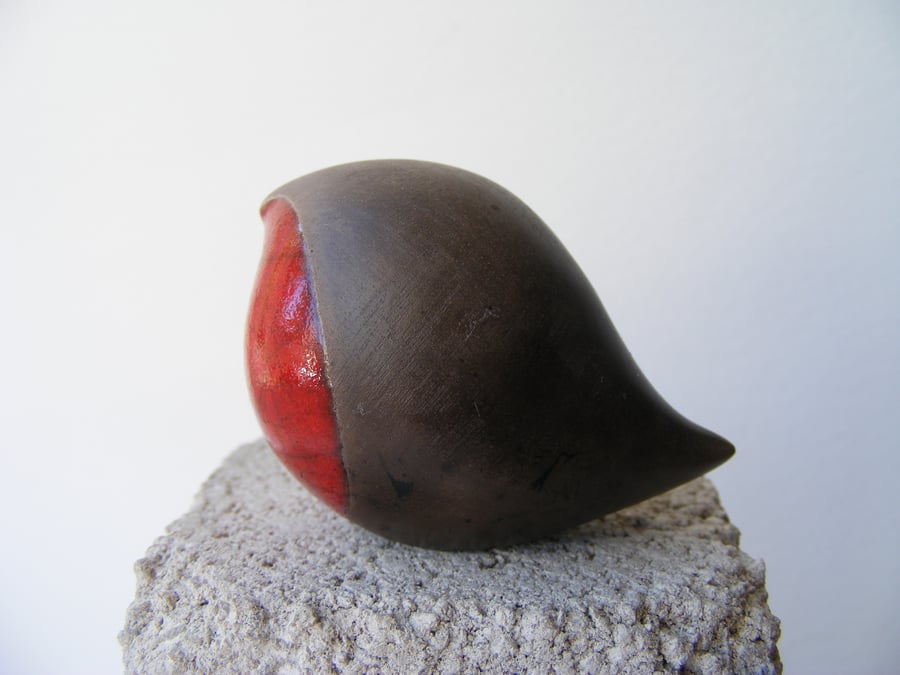Baby raku glazed robin