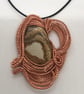 Inception Copper Wire Weave Jasper Pendant, handmade - Image 9