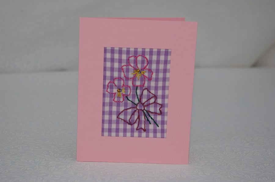 Greetings Flower Card in embroidery