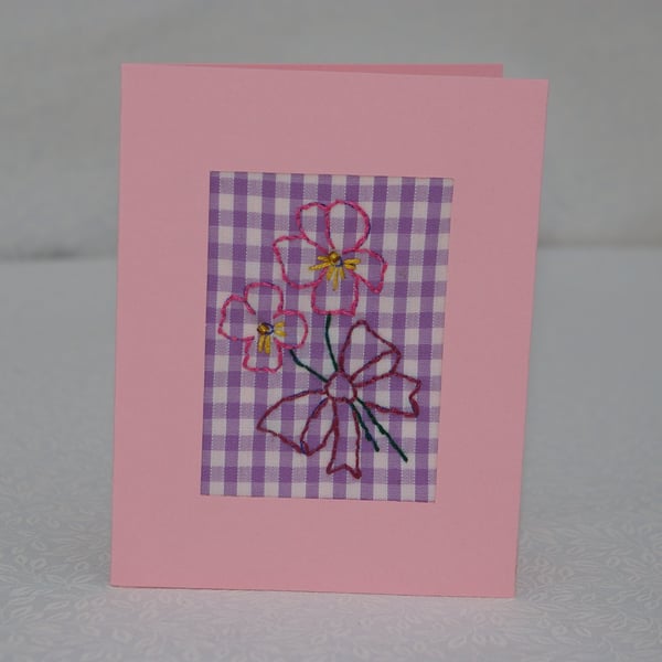 Greetings Flower Card in embroidery