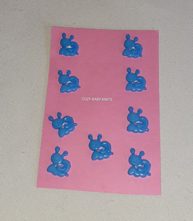 MID BLUE SNAIL SHAPE BUTTONS WITH TWO HOLES FOR ATTACHING 