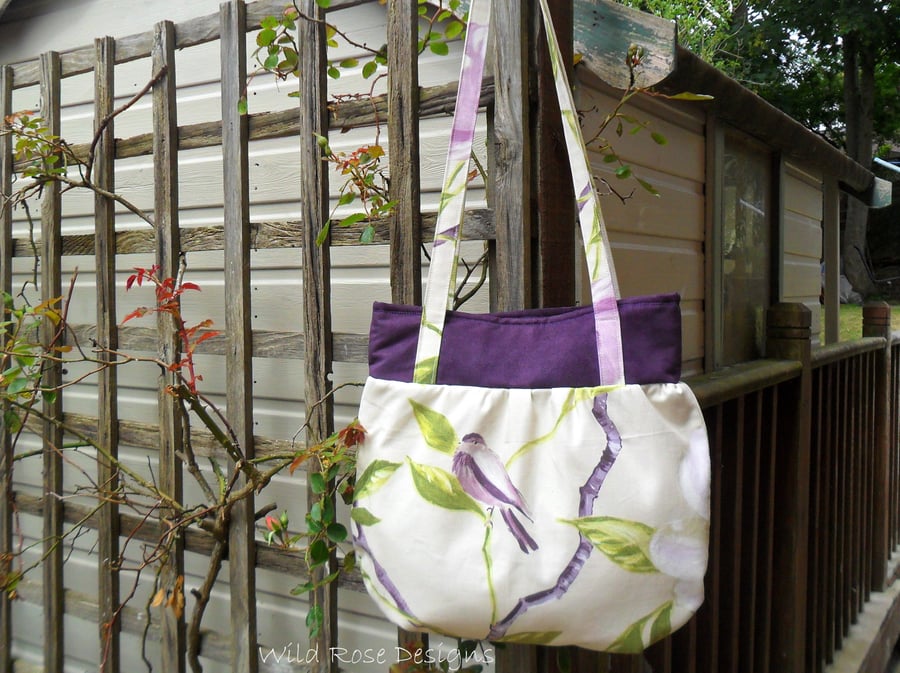 Handbag in a lilac shabby chic fabric     