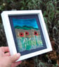 Poppies at dusk - upcycled fabric, hand embroidered miniature picture - Image 3