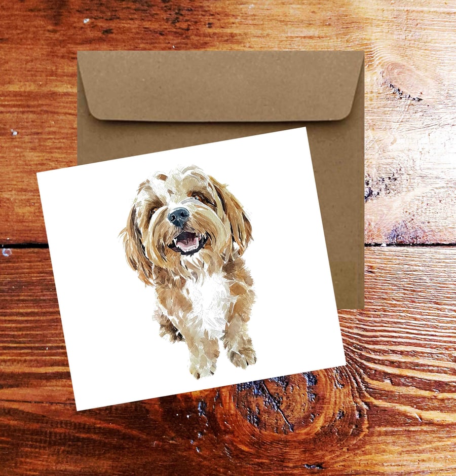 Cavapoo II Square Greeting Card- Cavapoo Dog card, Cavapoo Dog card ,Cavapoo Dog