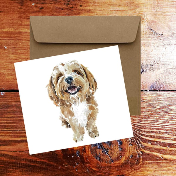 Cavapoo II Square Greeting Card- Cavapoo Dog card, Cavapoo Dog card ,Cavapoo Dog