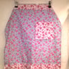 Reserved listing for Julie Maggin, Cotton apron, blue with pink flowers