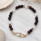  Red Brown Tiger's Eye & Milky Quartz Bracelet 