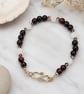 Handmade Red Brown Tiger's Eye & Milky Quartz Bracelet 