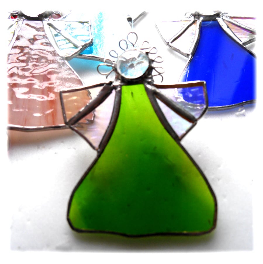 Angel Spring Green Stained Glass suncatcher Christmas decoration 004