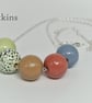 Catkins - hand painted - wooden bead & sterling silver necklace - Image 1